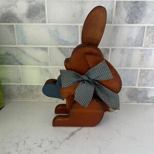 Vintage Hand Carved Wooden Bunny